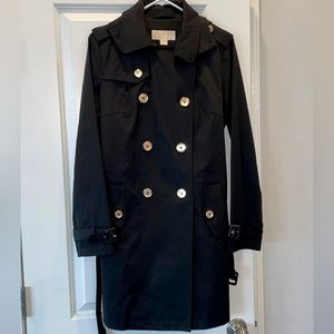 MICHAEL Michael Kors 
Black Trench Rain Coat, size medium